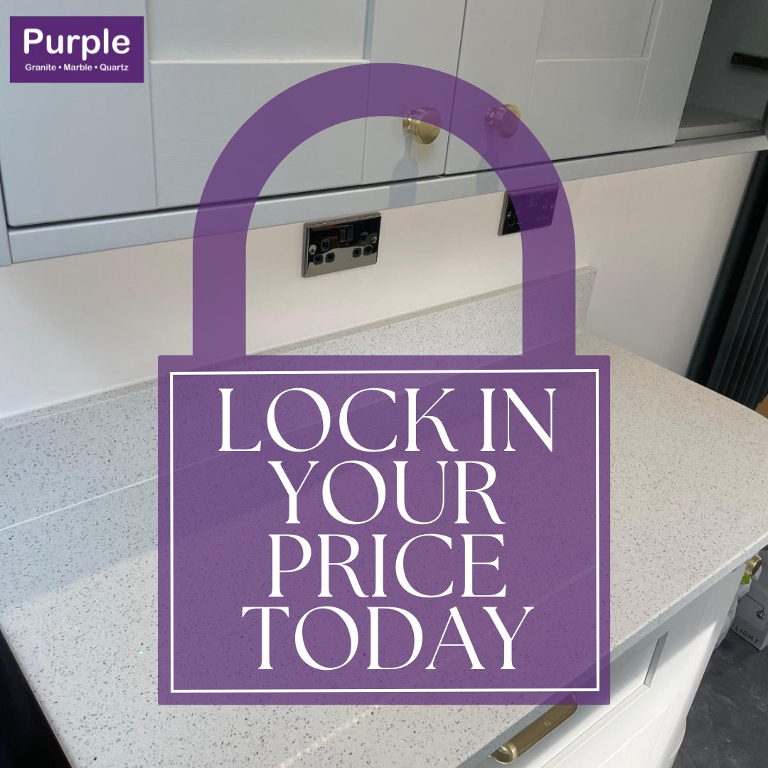 PurpleGranite_'s tweet photo. Designing and sourcing a new kitchen can take some time. And with prices rising as much as they do, we don't want you getting caught out!

At Purple, we protect you from inflation and lock in the price of your worktops on the day you pay your deposit🔒

#kitchenworktops #quartz https://t.co/gsK9NdCVzj