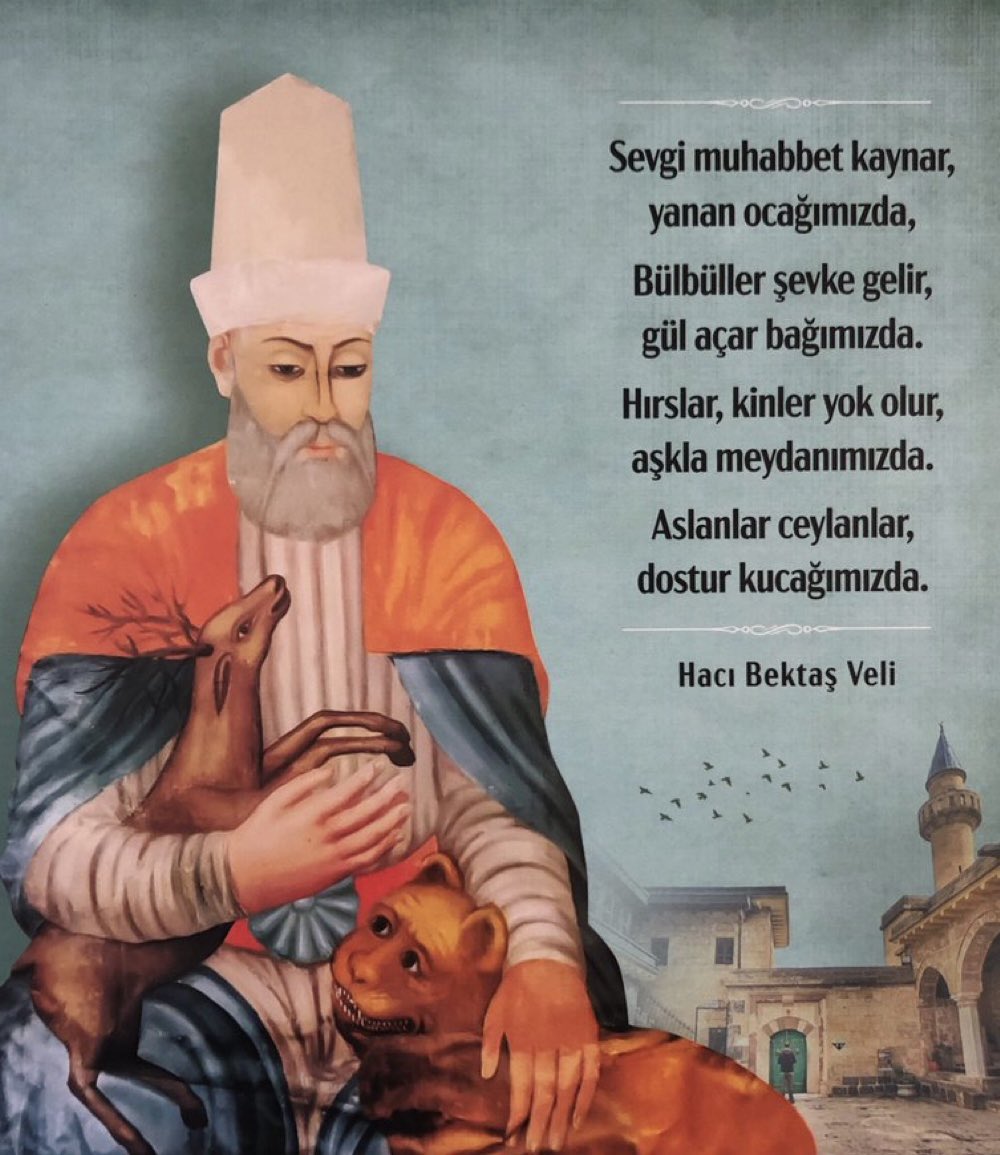 “Dili, dini, rengi ne olursa olsun iyiler iyidir.”  
Her insanı olduğu gibi kabul eden, barış, dostluk, sevgi ve hoşgörü kültürümüzün temel taşlarından, gönül ve düşünce insanı Hünkâr Hacı Bektaş-ı Veli’yi  vefatın 752. Yılında saygı ve rahmetle anıyorum…  
#HacıBektaşıVeli