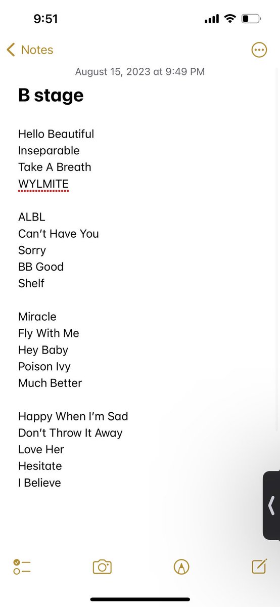 Voici les chansons de la B stage !