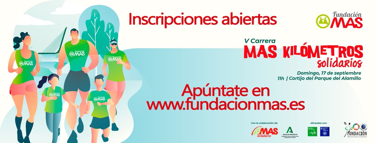 SomosFundMAS's tweet image. 📣Apúntate en la V Carrera Solidaria de #FundaciónMAS para concienciar sobre #hábitosdevidasaludable y ayudarnos a mejorar la vida de niños con discapacidad que atiende la @FundacionAG! Con categorías de participación para niños y adultos. 

Inscríbete en: fundacionmas.es/inscripcion-ab…