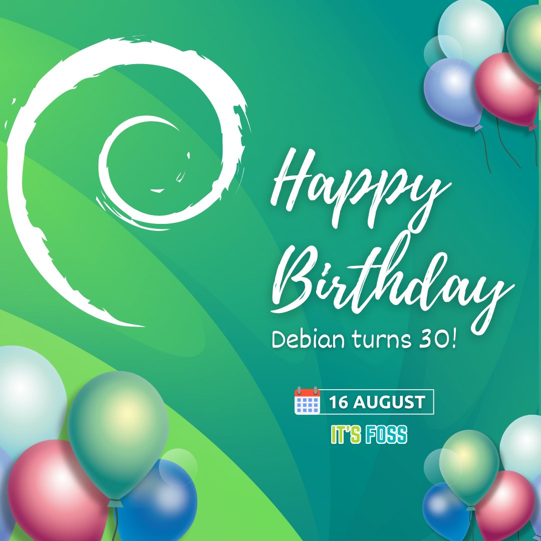 Happy 30th to the universal operating system <a href="/debian/">The Debian Project</a>  

Thanks for being awesome 🔥