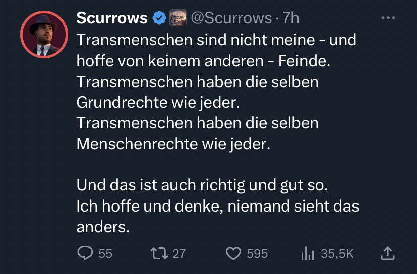 Vor wenigen Wochen noch nur Hass gegenüber Transmenschen verbreitet und jetzt auf einmal wo die Zuschauerzahlen stimmen auf Gutmensch machen, so ein ekelhaftes Verhalten 

Hab ein paar Beispiele in die replys gepackt