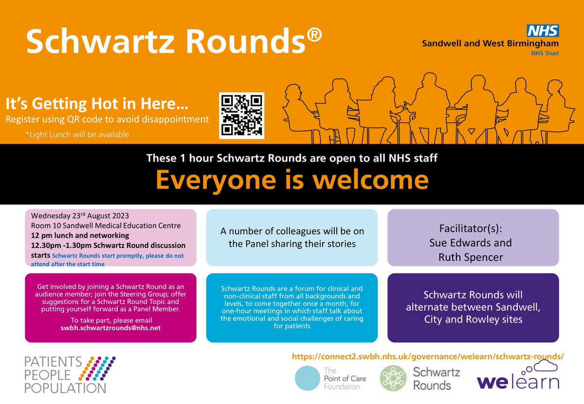 SWBH Library (@swbhlibrary) on Twitter photo Wednesday 23rd August 2023
Sandwell Hospital, Medical Education Centre, Room 10
Lunch provided at 12pm
12:30- 1:30pm Discussion
Use QR code to register! <a href="/SWBHnhs/">SWB NHS Trust</a> <a href="/SWBH_RandD/">R&D SWBH NHS TRUST</a> <a href="/SWBQuality/">SWB Quality & Learning</a> Wednesday 23rd August 2023
Sandwell Hospital, Medical Education Centre, Room 10
Lunch provided at 12pm
12:30- 1:30pm Discussion
Use QR code to register! <a href="/SWBHnhs/">SWB NHS Trust</a> <a href="/SWBH_RandD/">R&D SWBH NHS TRUST</a> <a href="/SWBQuality/">SWB Quality & Learning</a>