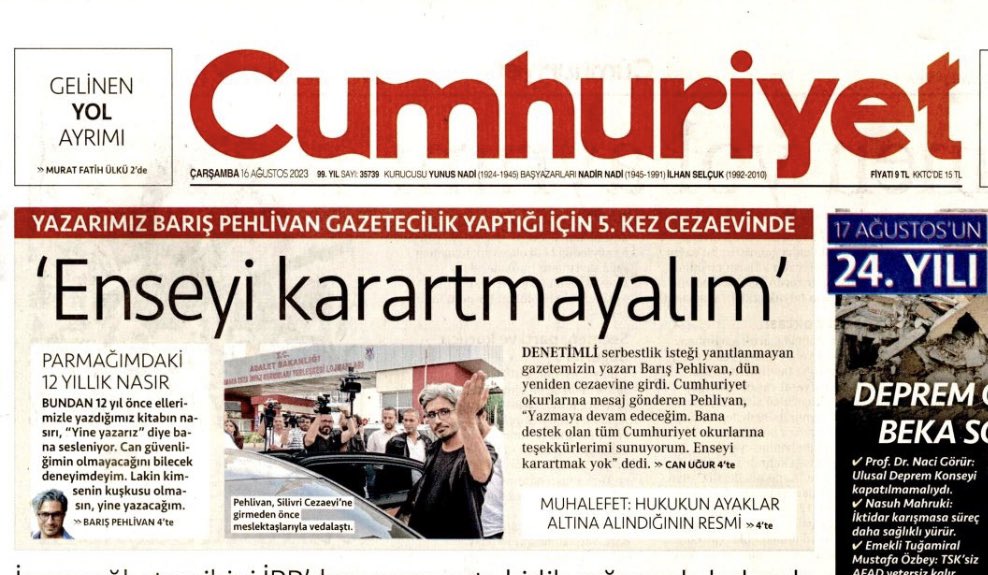 Bizi yargılayan hâkimler kaçtı, bizi mahkeme önüne atan savcılar kaçtı, bizi takip eden polisler kaçtı. Bilirkişi diye önümüze attıkları şakirtler bile kaçtı. Biz ise iman tahtamıza memleket ve hürriyet yazdık.
Şimdi 40 yaşındayım. Barış’ın da benim de parmaklarımızda bir nasır