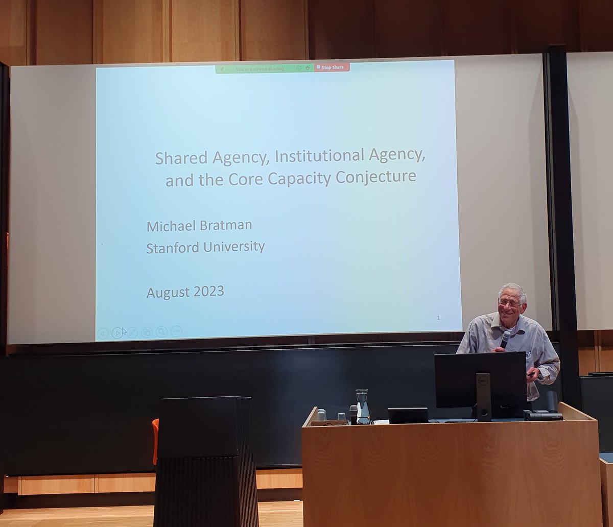 Kicking things off with the first keynote of the conference: Michael E. Bratman on shared agency, institutional agency, and the core capacity conjecture.
#socialontology2023