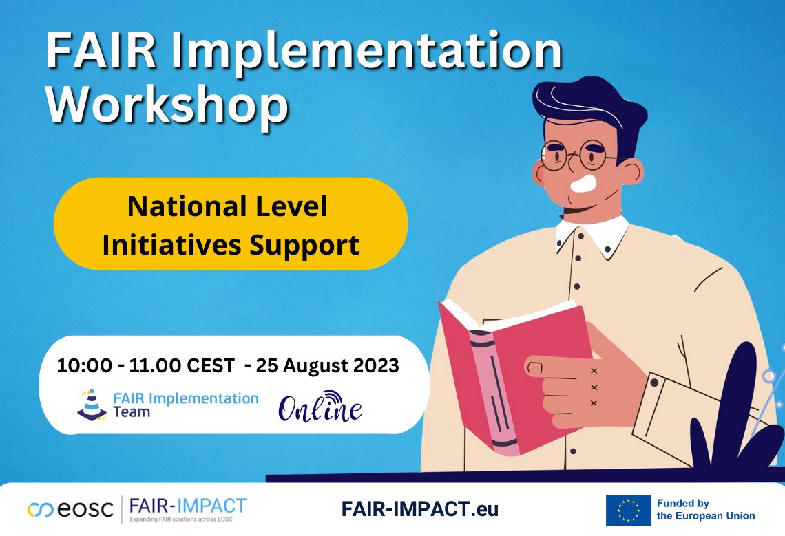 🗓️25/08/23-10AM CEST ! Want to know more about our next "OpenCall for support💶👩‍🏫in adopting #FAIRprinciples? Are you involved in National Level Initiatives ? 🫵Join the 1h workshop to know all about the call &amp; pose your questions! Register here fair-impact.eu/events/fair-im… #fairdata