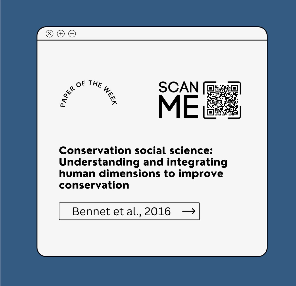 Paper of the week ✨

A reminder of how interconnected and fundamental social science is in conservation.

Click the link below or scan the QR code

sciencedirect.com/science/articl… 

#conservation #fishandfisherieslab #paperoftheweek