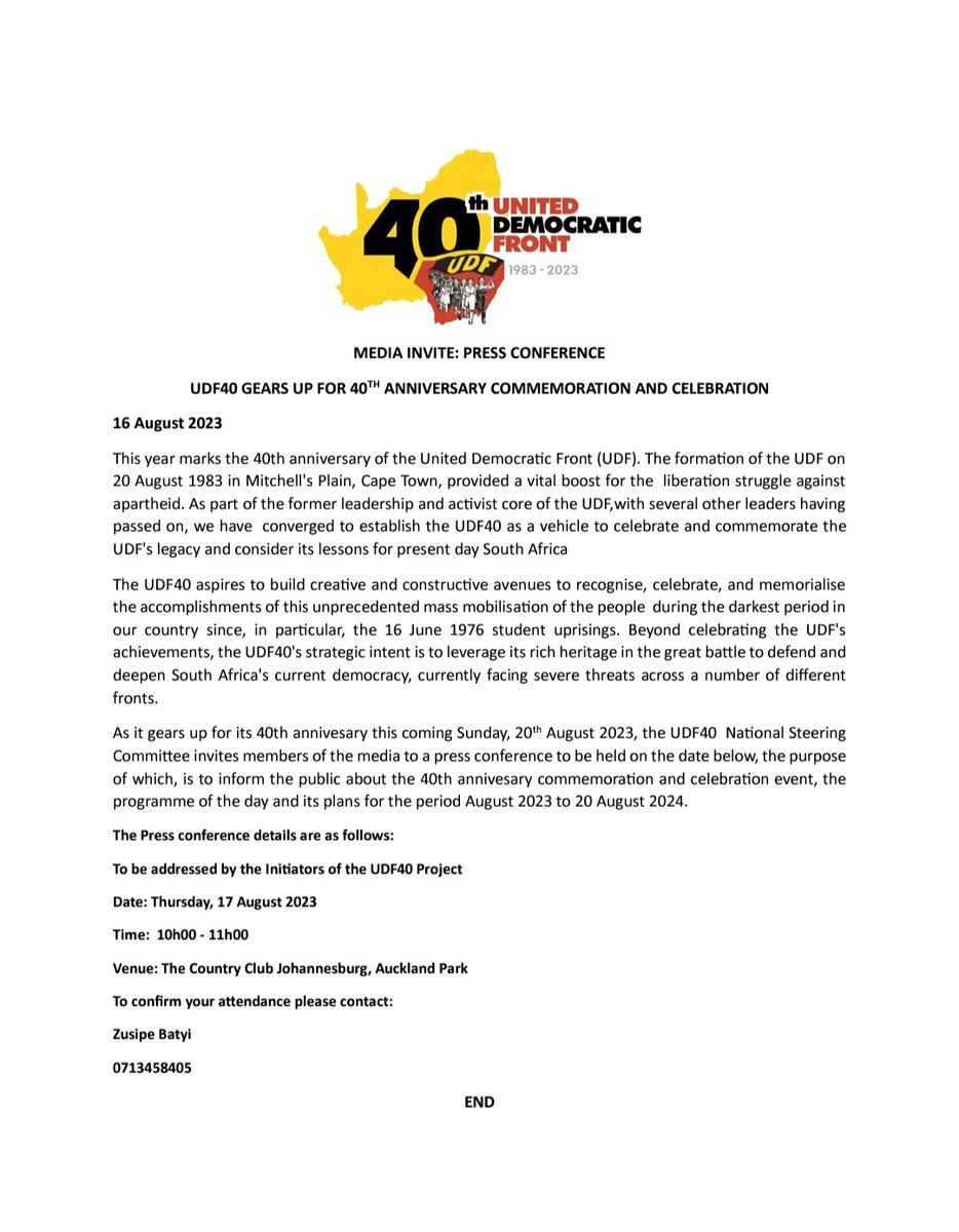 FrontUdf's tweet image. MEDIA INVITE: PRESS CONFERENCE #UDF40