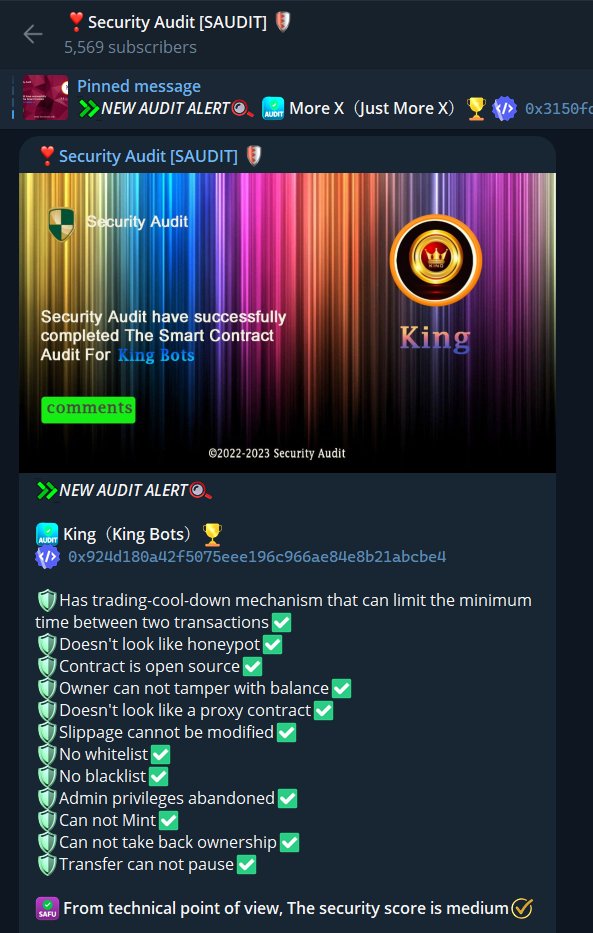 OfficialKingBot's tweet photo. $KING is AUDITED!

Audit Post: https://t.co/vZ0OpDbHqL

Chart: https://t.co/ha3WMFCqyn

https://t.co/noR53iMldR

$KING #KINGSNIPERBOT #KINGANALYZER #KINGLOCKER #KING https://t.co/nL5TPxUBmu