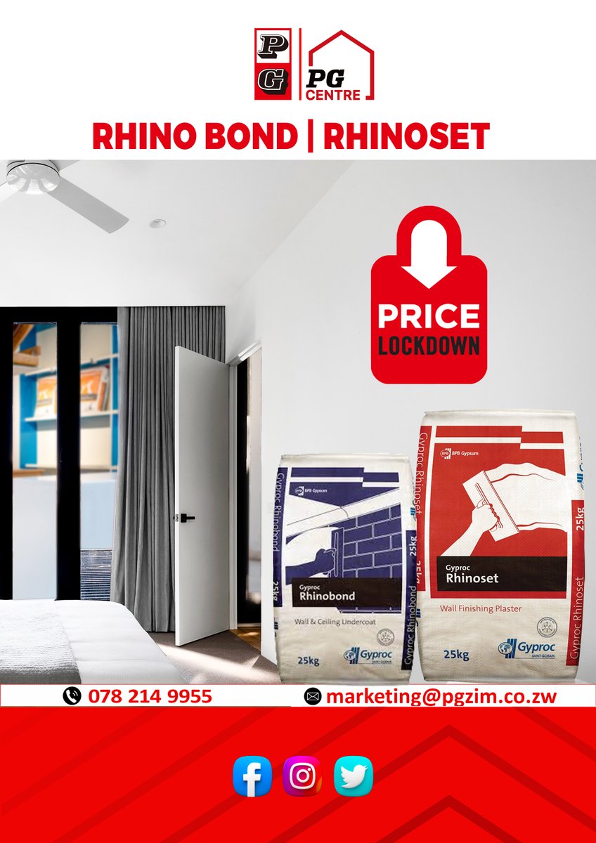 All Rhino products available in store!
Visit your nearest PG Centre branch or place your order at pgiz.co.zw
#RhinoBond
#rhinoset
#pgcentre