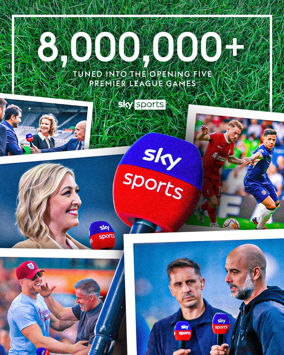 The opening weekend of the 23/24 Premier League season was the most watched on Sky Sports ever. 🚀 More than 8m football fans tuned into the five games on Sky Sports, including 2.5m under 35s. 💫 #BelieveInBetter