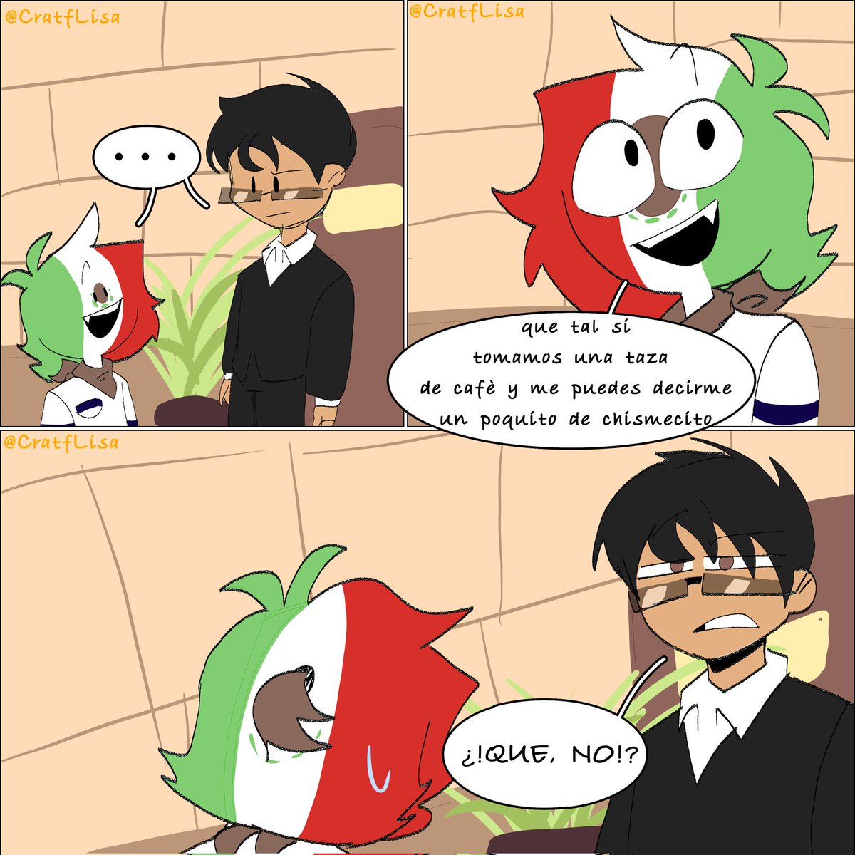 CratfLisa's tweet photo. 12/???
Es muy amable la China 😻✋✨
Les mando muchos besos 💋
#CountryHumans #CountryHumanscomics #CountryHumansMéxico
#CountryHumansChina https://t.co/eYBZZjsmVO
