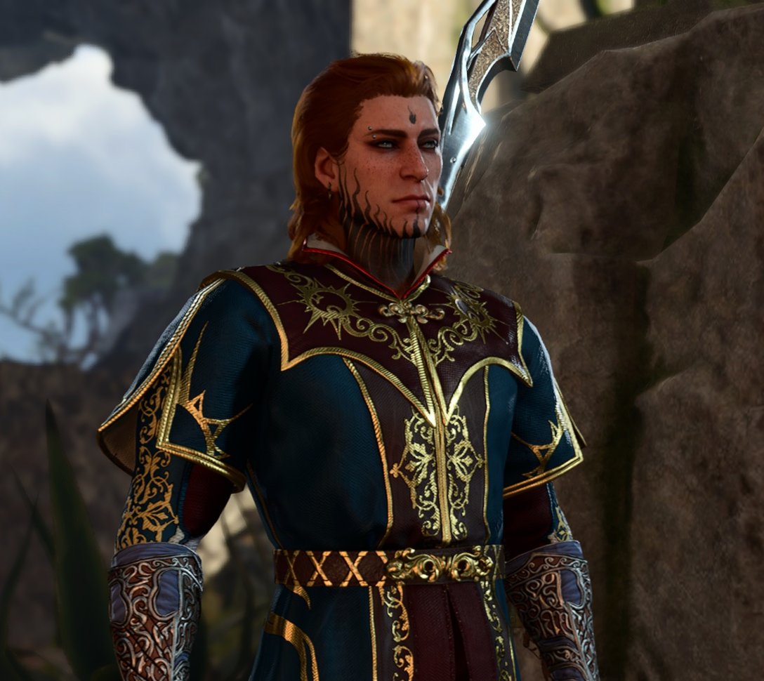 Finally got a screenshot of my beautiful NB fuckboy PC that has already gotten into so many kinky shenanigans and is a total masochist lmao. I would apologize for being so shameless but the BG3 devs are the ones that wrote in all these opportunities to be major horny sooo... 🫣⛓️