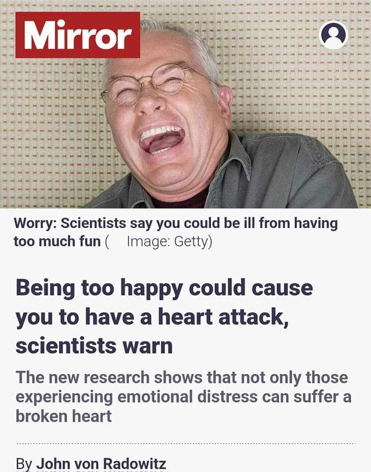 kamalkumarBJD's tweet photo. Now u can't be too happy too 🤣
If this news is true, then what is the purpose of life ?
#toohappy #HeartAttack #objectives #lifegoal #survival #existence https://t.co/cKyn1BRWcG