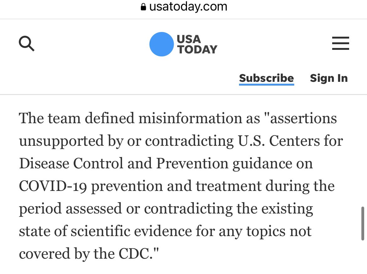 EricRWeinstein's tweet image. “The team defined misinformation as ‘assertions … contradicting the U.S. CDC’”

So we are down to 52 doctors that were willing to question the at times bizarre and contradictory official guidance?

Is there somewhere where I can just turn myself in for not understanding whatever…