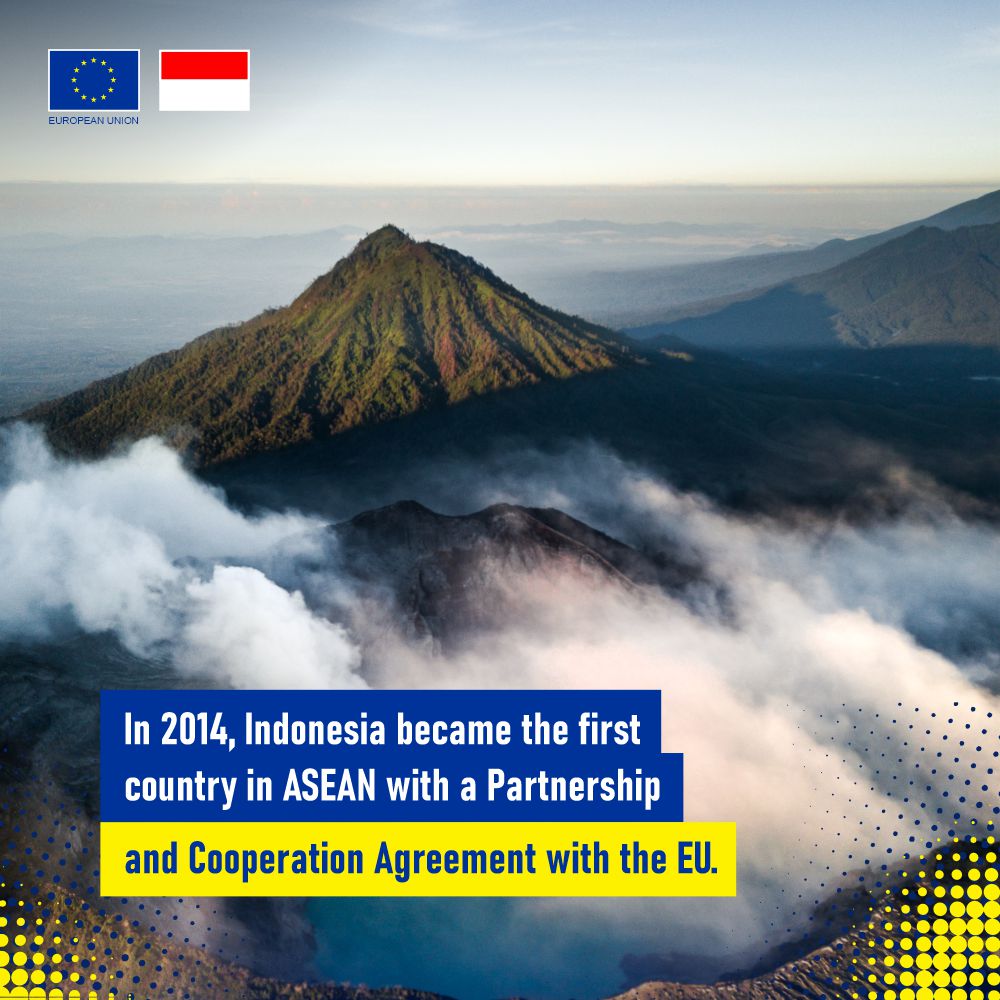 EUinASEAN's tweet photo. #DYK that Indonesia is the first country in ASEAN with a Partnership and Cooperation Agreement with the EU?

Cooperation focus areas:
🤝 Trade, investment, and connectivity
🌳 Sustainable Development, climate change, and the environment
🕊 Governance, human rights, and security https://t.co/hwHWSwPzCR