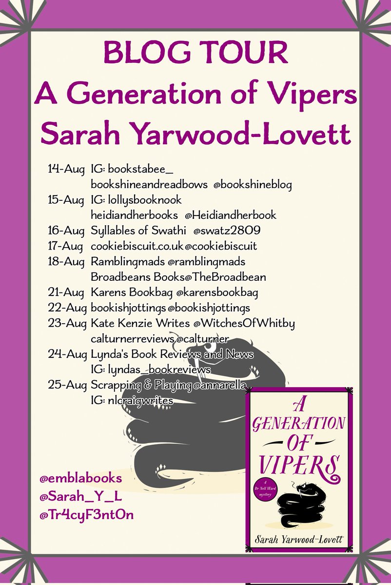 On #BlogTour for #agenerationofvipers by <a href="/Sarah_Y_L/">Sarah Yarwood-Lovett</a> My thoughts are all over #IG today. A must read series for those who enjoy #serialkiller #policeprocedural #crimethrillers 

instagram.com/p/Cv_i7nLohut/…