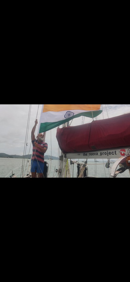 gogo_capt's tweet photo. Such a proud moment...Hoisting the #Tricolor on our 42ft sailboat home - Sailing Vessel Reeva

Follow our journey as we sold everything to make a sailboat our home
https://t.co/lZvhQHpGj9
  
#HarGharTiranga
#indipendenceday2023 #IndianFlag #IndianNavy #India
#sailing https://t.co/G5SQEz8WbC