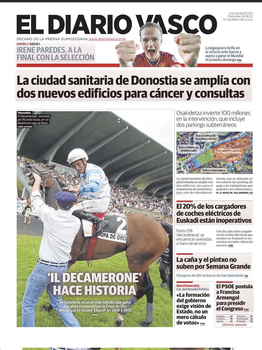 AYurritaIriarte's tweet photo. El turf es hoy portada en El Diario Vasco. https://t.co/jN0In7JtZ7