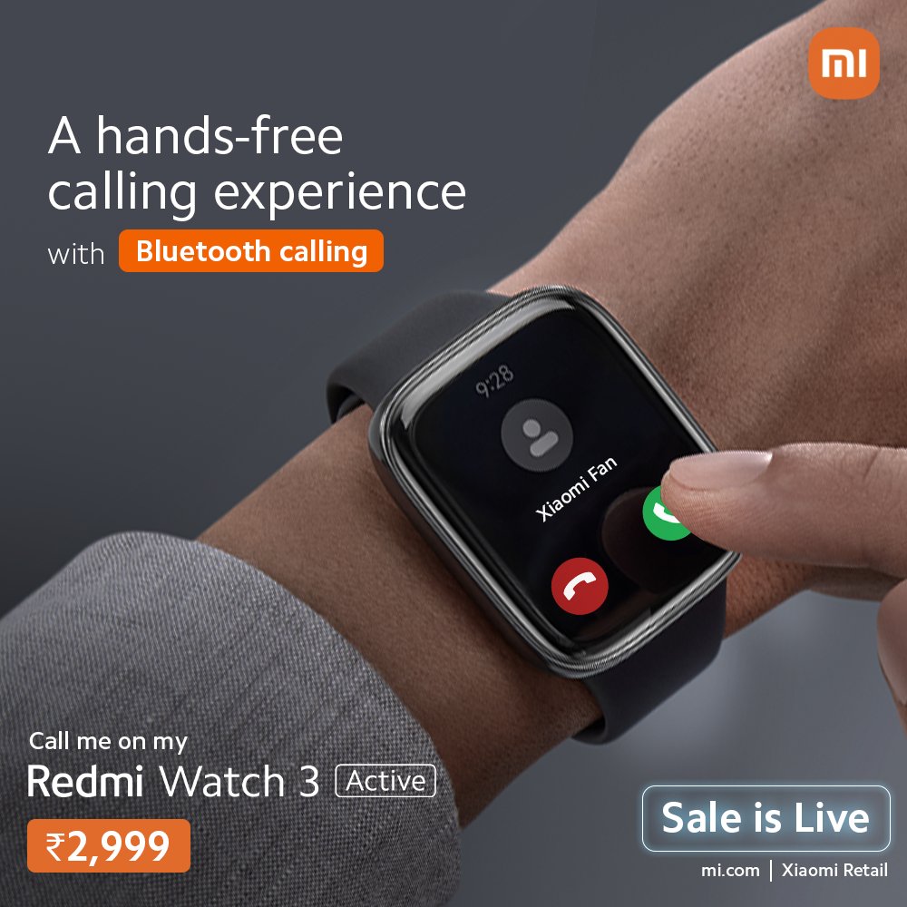 Redmi Watch 3 Active with Bluetooth calling launched in India for