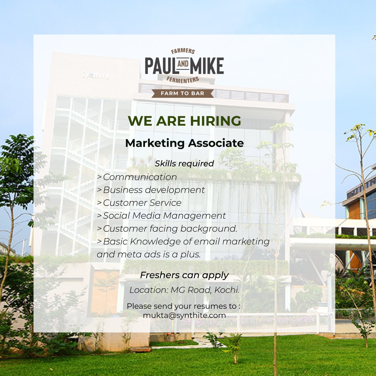 We are hiring!

#hiring #fmcg #marketingassociate #marketingjobs