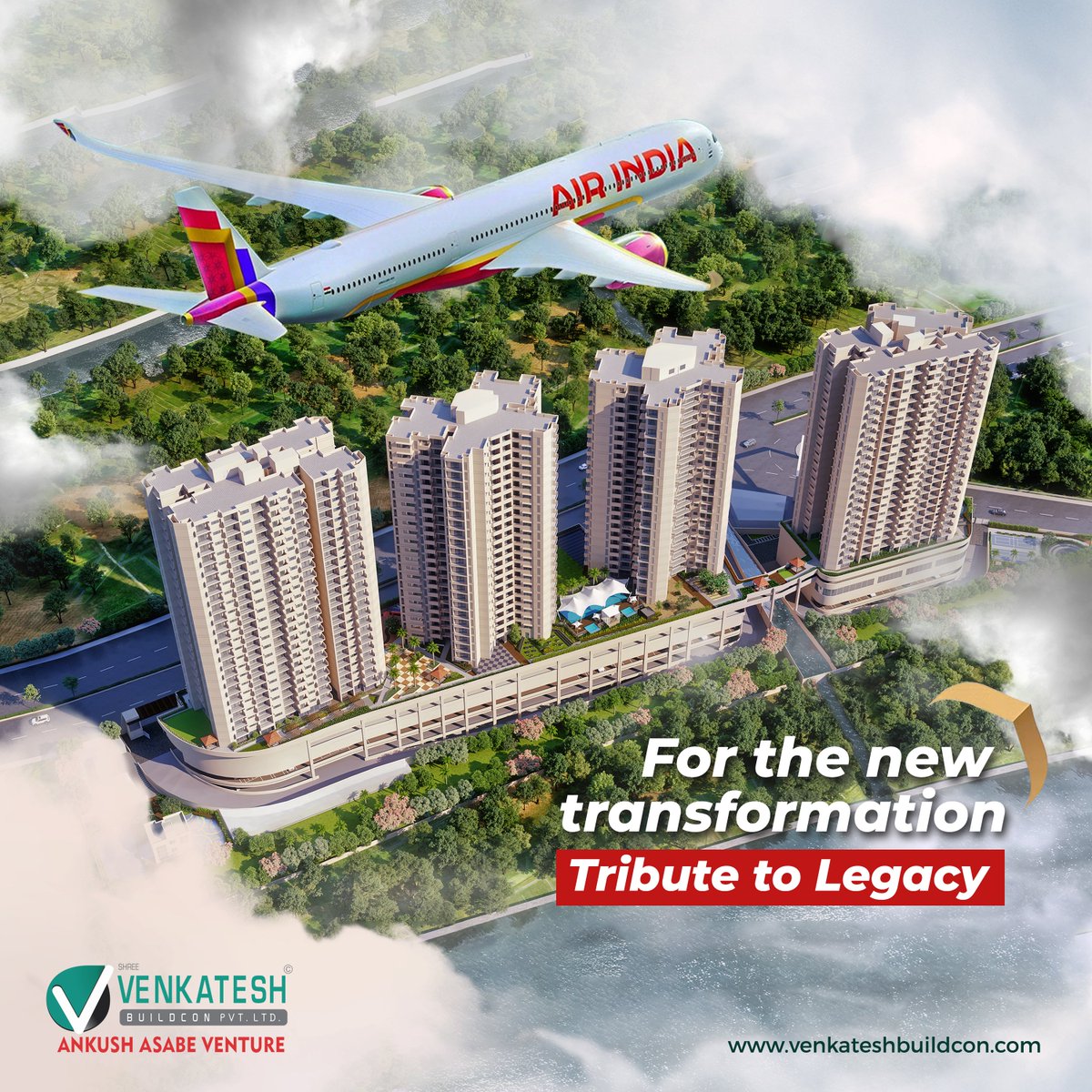 Embracing the Skies - Air India's Timeless Legacy Soars Onward in a New Era of Transformation. 
.
.
#Venkateshbuildcon #punerealestate #FlyAI #NewAirIndia #tributetolegacy #FlyingThroughTime #AirIndia #transformation #twitter #TransformationTribute #ModernAviation #InfiniteSkies