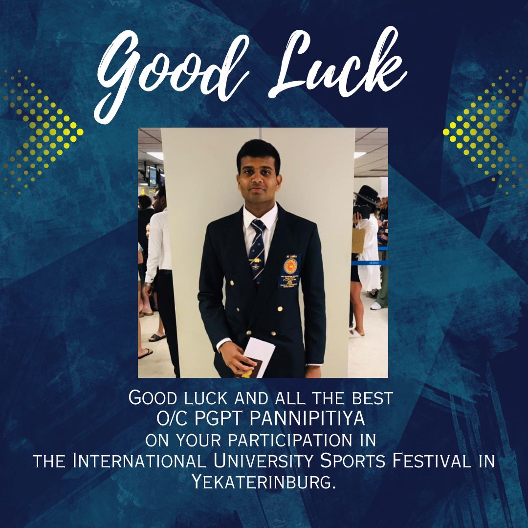 KduFdss's tweet photo. Good luck and all the best O/C PGPT PANNIPITIYA on your participation in the International University Sports Festival in Yekaterinburg. We are counting on you💪🏻
Do your best and make our alma mater and our motherland proud😎 https://t.co/OrB0CyT5I0