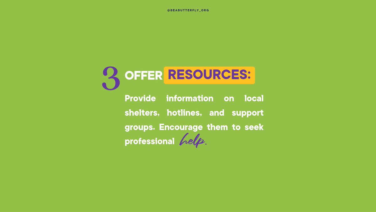 BeaButterflyOrg's tweet photo. "Helping Loved Ones Through DV: 5 Tips 💙" part 1

When someone you care about is going through domestic violence, your support can make all the difference. Here are 5 tips to provide the help they need and let them know they're not alone. #Support #DomesticViolenceAwareness 💪🤝 https://t.co/VjWvRbD59j