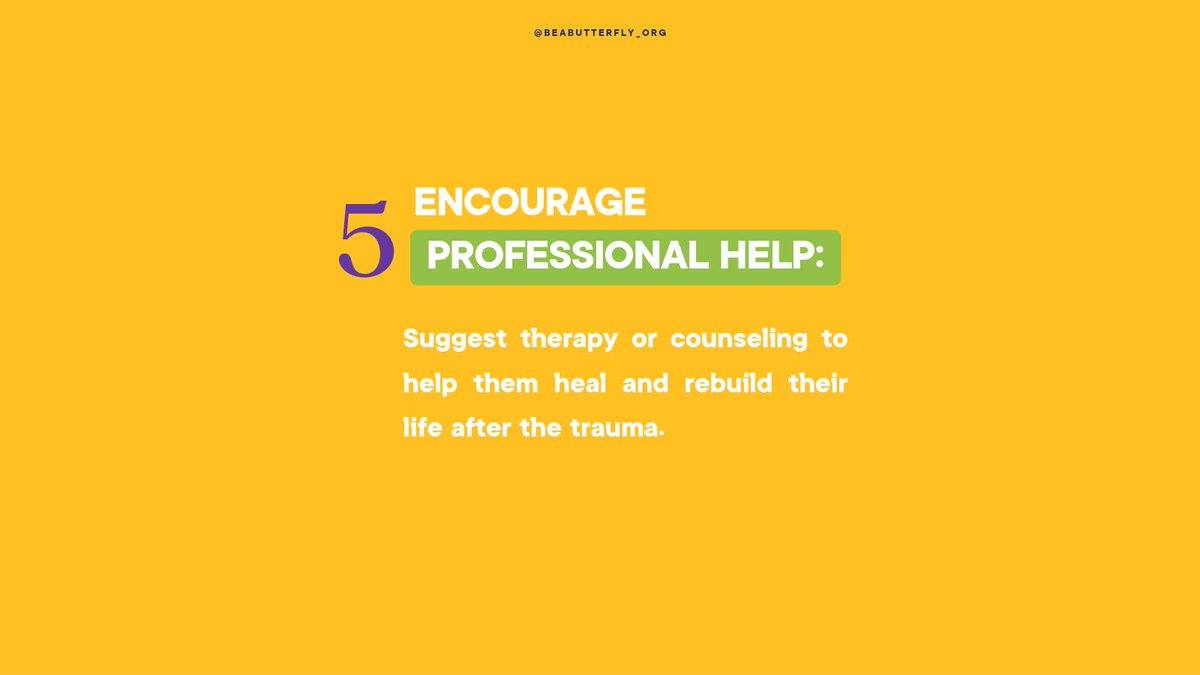 BeaButterflyOrg's tweet photo. "Helping Loved Ones Through DV: 5 Tips 💙" part 2

When someone you care about is going through domestic violence, your support can make all the difference. Here are 5 tips to provide the help they need and let them know they're not alone. #Support #DomesticViolenceAwareness 💪🤝 https://t.co/z3JAGYtivu