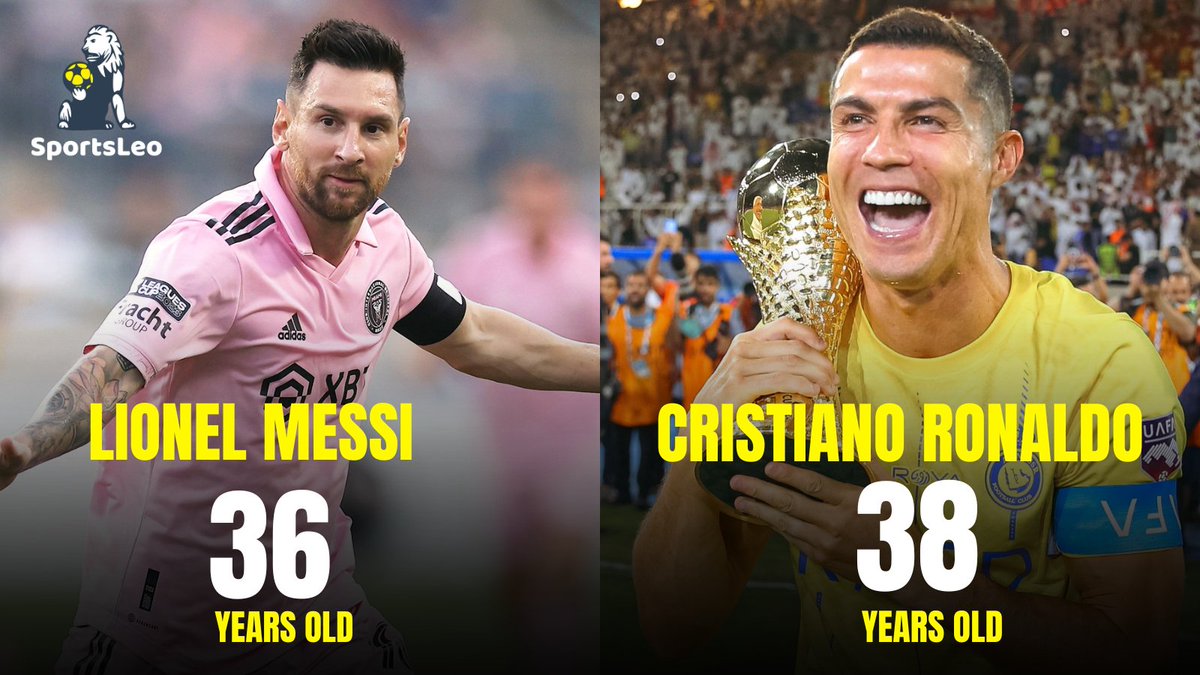SportsLeoAfrica's tweet image. Messi, at 36, has scored in 6 consecutive games for Inter Miami.

Cristiano Ronaldo, at 38, gave Al-Nassr their fast Arab Club Champions Cup.

Who is your all-time GOAT?

Retweet 🔄 - Messi

Like ❤️ -  Ronaldo

Aubameyang Manchester United #CR7𓃵  Guendouzi Welcome to The Arsenal