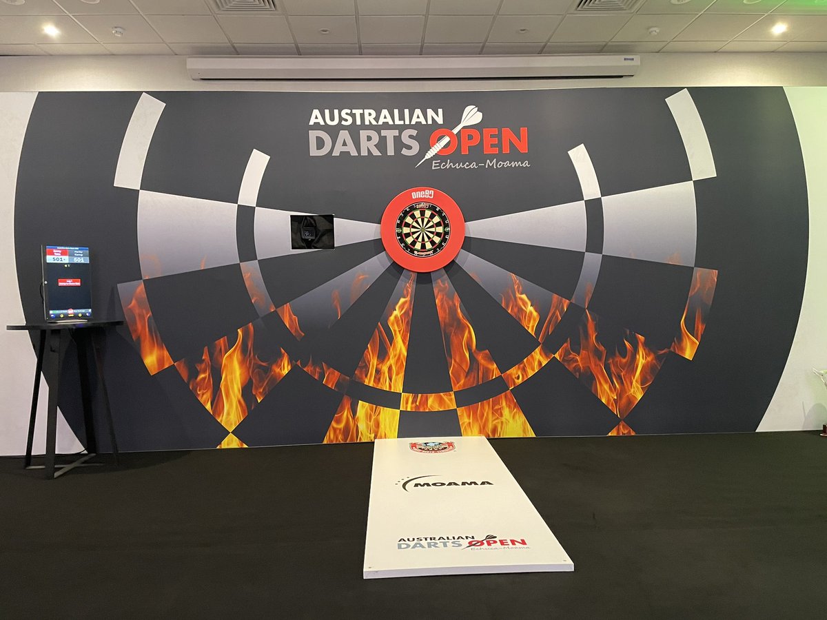 dartsaus's tweet photo. All in readiness for a huge night of Darts action ahead at the @DartsWDF sanctioned 2023 Australian Open at Moama Bowling Club thanks to Murray River Council.

Make sure you are tuned in via Facebook or our online hub to follow all the action!!

#darts https://t.co/V1qU4FnFaF