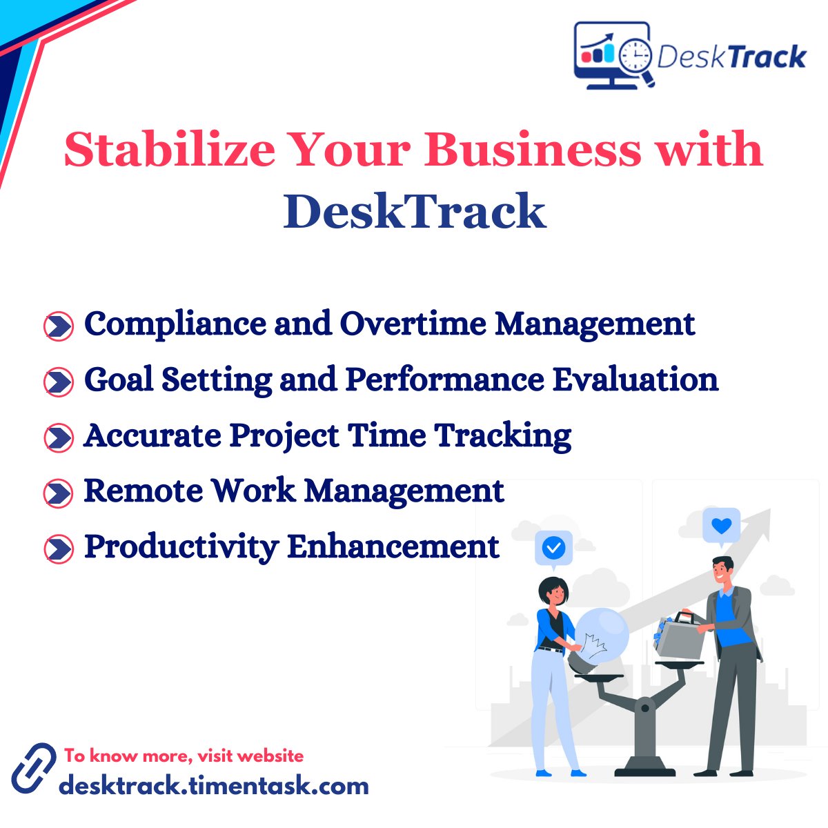 desk_track's tweet image. Stabilize Your Business with DeskTrack
1. Accurate Project Time Tracking
2. Productivity Enhancement
3. Goal Setting and Performance Evaluation
4. Remote Work Management
5. Compliance and Overtime Management

Visit: bit.ly/time-tracking-…
#ProjectTimeTracking #EmployeeMonitoring