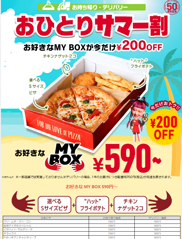 ピザハットやばい。50周年記念で、ピザ、ナゲット、ポテトのセットが