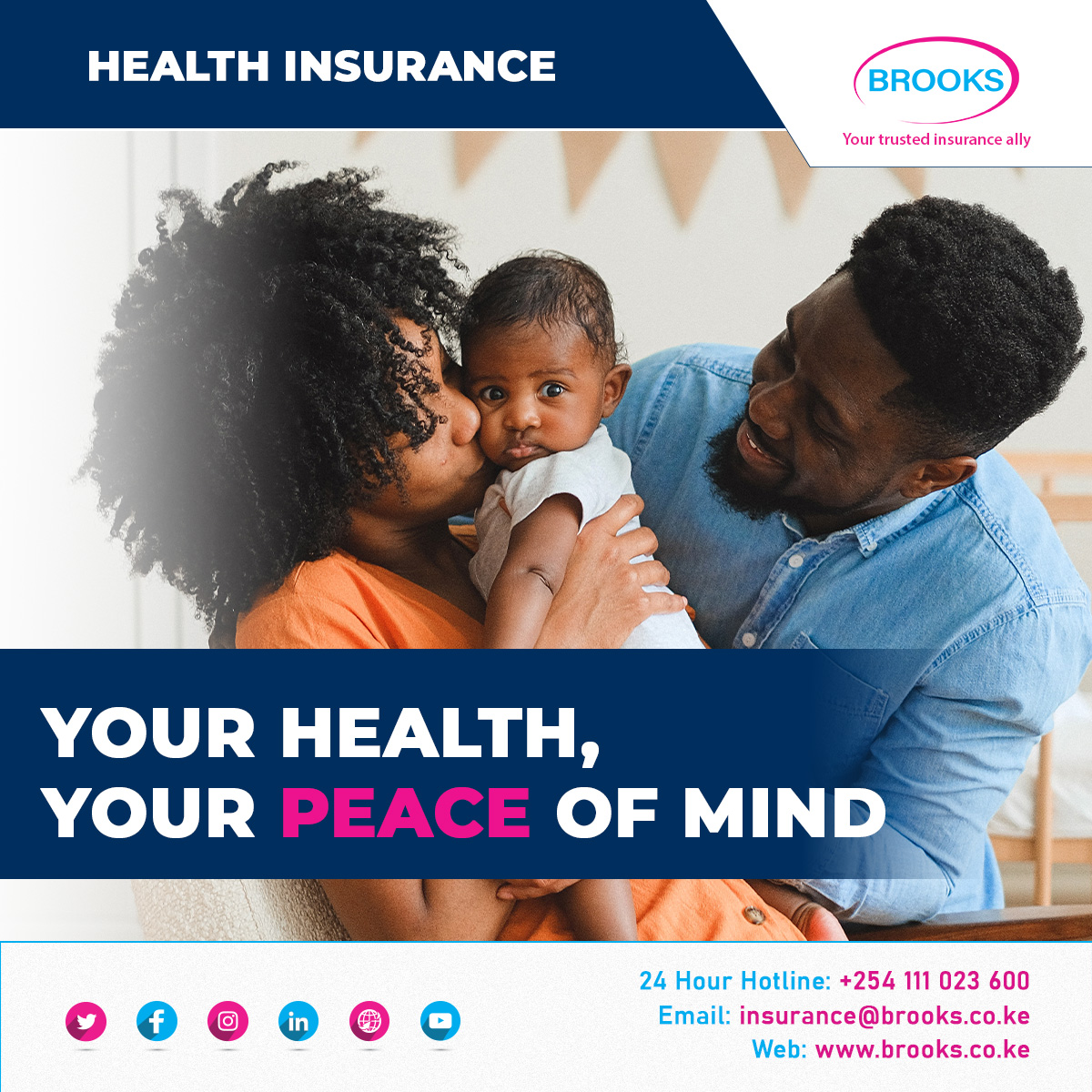 BrooksInsureKE's tweet image. Secure your wellbeing with comprehensive health insurance coverage! Don't compromise on health, invest in a policy that protects you and your loved ones. Call us on 0111 023 600 to get a quote. #HealthInsurance #ProtectionForAll #healthcare