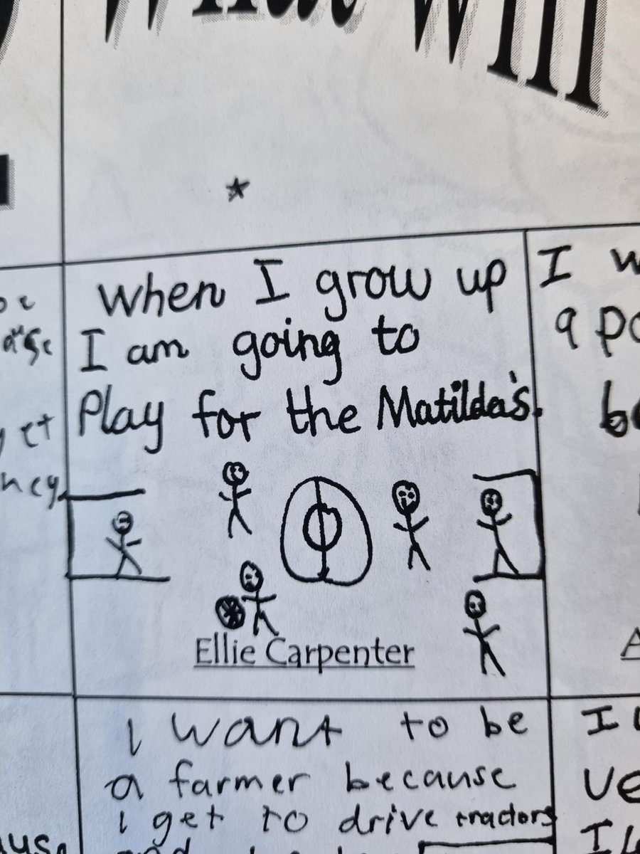 I’m on the other side of the world so having major FOMO at the support I’m seeing at home. Including from @CarpenterEllie primary school, Cowra: 💚💛 #Matildas #AUSENG 💛💚