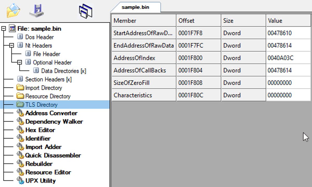 RE tip of the day: AddressOfEntryPoint field of the Optional Header stores the RVA of the first instruction to be executed once the process starts. However, if TLS callbacks are present, they will be executed first. #infosec #cybersecurity #malware #reverseengineering