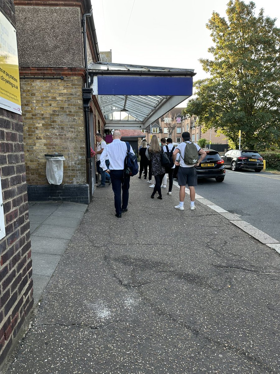 tomjamesgannon's tweet photo. @c2c_Rail  No ticket office open today and here is the queue outside Thorpe Bay.
The C2C app intermittently accepts payment
Not a good example of the positive outcomes of shutting ticket offices. It’s a Wednesday in the summer holidays when many are on holiday so this isn’t peak. https://t.co/hkXzM2wh7Q