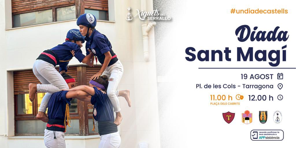 XiquetsSerrallo's tweet photo. 📍La gran diada. Ja tenim aquí, la diada de Sant Magí! Una diada molt esperada i plena d’emocions, que ens fa vibrar com mai.

🫵🏼 No et quedis a casa, és el moment de lluir la camisa i ensenyar el gran esforç de l’assaig.

📲 Apunta’t a l’app!

#UnDiaDeCastells #castellers https://t.co/45djNt5WnW