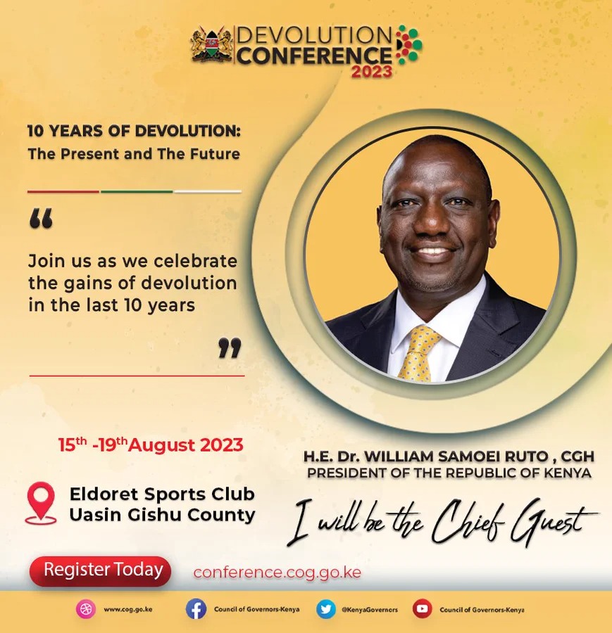 UNICEFKenya's tweet image. Today, @UNICEFKenya is joining @KenyaGovernors to celebrate 10 years of #devolution for children in Kenya

Devolution Conference 2023
📅 : 15 -18 August
Theme: The Present and the Future
📍  Eldoret Sports Club, Uasin Gishu County

#DevolutionAt10 #DEVCON2023