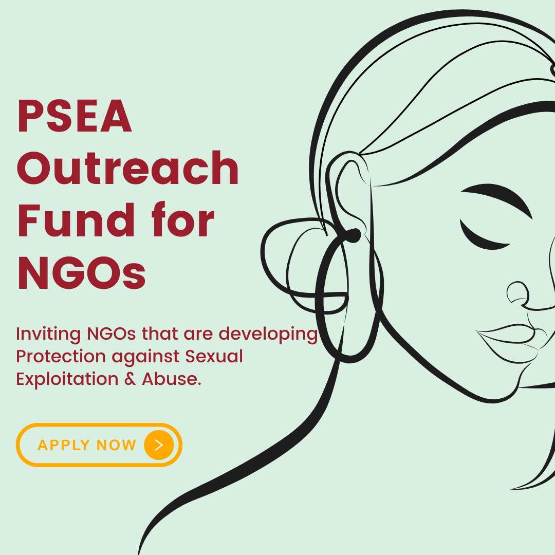 fundsforngos's tweet photo. 📣PSEA Community Outreach and Communication Fund
👉Providing Financial Support to NGOs developing Protection against Sexual Exploitation & Abuse
💰Grants of USD $20,000 will be awarded
Visit here to apply: https://t.co/EPAqQ1IMEg
#sexualexplotation #women #NGOs https://t.co/9UYhZx5Ukk