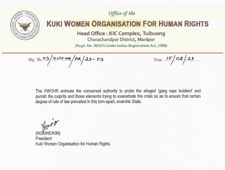 ITLFMedia_Cell's tweet photo. Exposing Falsehoods

In response to the alleged claims and subsequent FIR report on the gang r@pe of a Meitei woman in Lamka on May 3, 2023, the Ngathal Village Authority (where the woman resides) and the Kuki Women Organization for Human Rights, Lamka District strongly refute these baseless claims.

This is part of the ongoing orchestrated campaigns by the Meitei community aimed at countering the #ManipurViralVideo /#ManipurHorrorVideo which exposed the horrifying ordeal of two Kuki-Zo women, one of whom being a mere teenager, subjected to a deplorable act of being paraded naked, tortured, molested, and ultimately gang r@ped at B. Phainom village on May 4, 2023.

It is vital to clarify that our women, instead of being victims, united in solidarity and formed a human chain at #Chiengkawnpang, Lamka on May 3 and 4, 2023. This collective effort by our women ensured the safe departure of Meiteis, including children, women, and men, from Lamka.

We must emphasize the importance of discerning fact from fiction, as the Meitei Community's attempts to manipulate the truth have caused significant distress and irreparable harm.

@NELiveTV @newslaundry @IndiaTodayNE @IndianExpress @TheQuint @nytimes 
@htTweets @EastMojo @thewire_in @ttindia 
@ShillongTimesIn @timesofindia @TheTelegraph__ @NELiveTV @BBCIndia 
@NIA_India @Reuters @ABPNews @ZeeNewsEnglish @CNNnews18  @thewire_in
@aajtak @sardesairajdeep @BDUTT @meipat @AIIndia @mtfdelhi @NamtaUs @NAMTACanada @boomlive_in @zoo_bear

#ManipurIncident #ManipurViolence #ManipurCrisis #MeiteiRapists #MeiteiLies #MeiteiLiesXposed #MeiteiTerrorists #MeiteiMeiraPaibisXposed 
#UnionTerritoryWithLegislature4KukiZo #TotalSeparationFromManipur #separation_only_solution