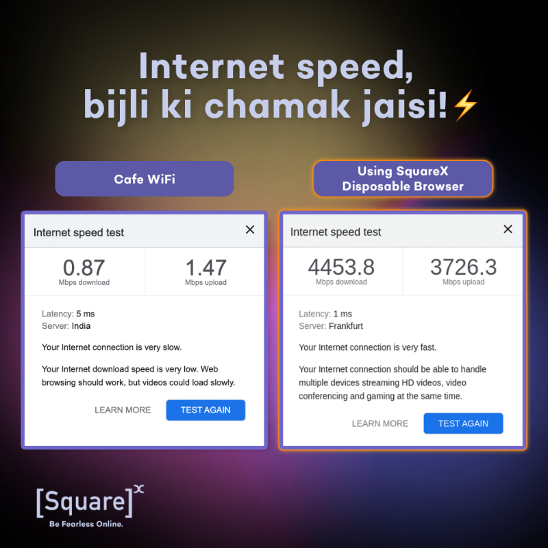 getsquarex's tweet photo. Office ya ghar - jaha par bhi ho, fast internet speed ka mazaa le #SquareX ke saath! https://t.co/rOQzW1A1qi

#BeFearlessOnline