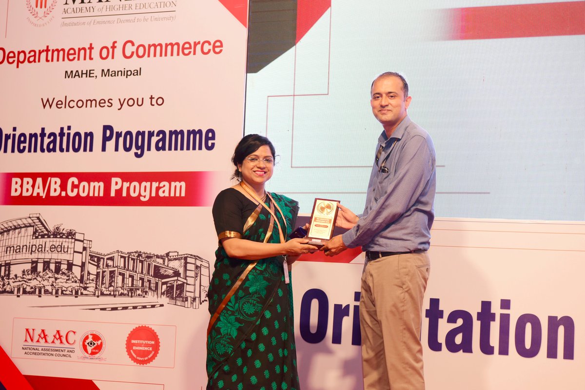 Mr Roshan David Jathanna Deputy Director Department of Student Affairs MAHE Manipal during Orientation to First year BBA and B Com students of Department of Commerce MAHE Manipal, which took place on 2nd and 3rd August 2023