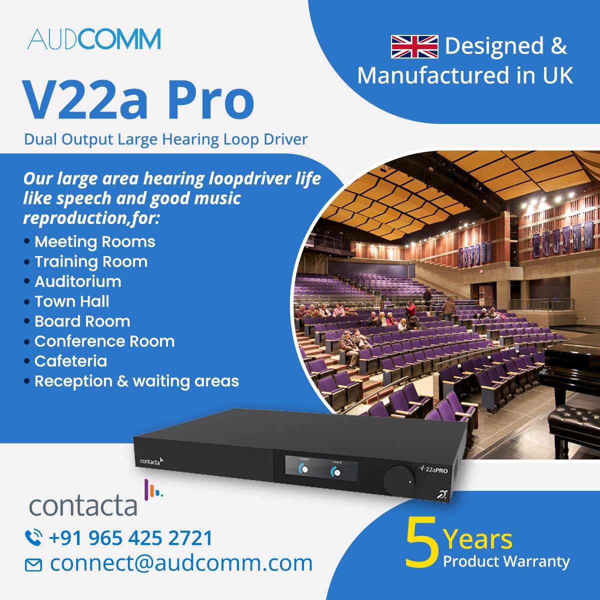 audcomm's tweet image. ⚡V22a Pro - Dual Output Hearing Loop Driver
Highly efficient and powerful V22a PRO is a constant current hearing loop driver with dual output for phased array loops. 
👉For More Info bit.ly/3Xwjkqo
#Audcomm #HearingLoop #DualOutputHearingLoopDriver #contacta #V22aPro