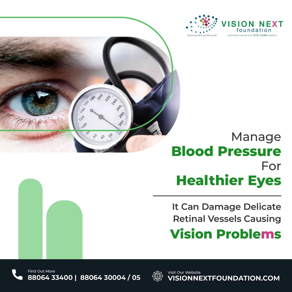 High blood pressure can damage blood vessels in the retina. The retina is the layer of tissue at the back part of the eye. It changes light and images that enter the eye into nerve signals that are sent to the brain.
Visit visionnextfoundation.com OR 8806430004 #lasik #eyesurgery