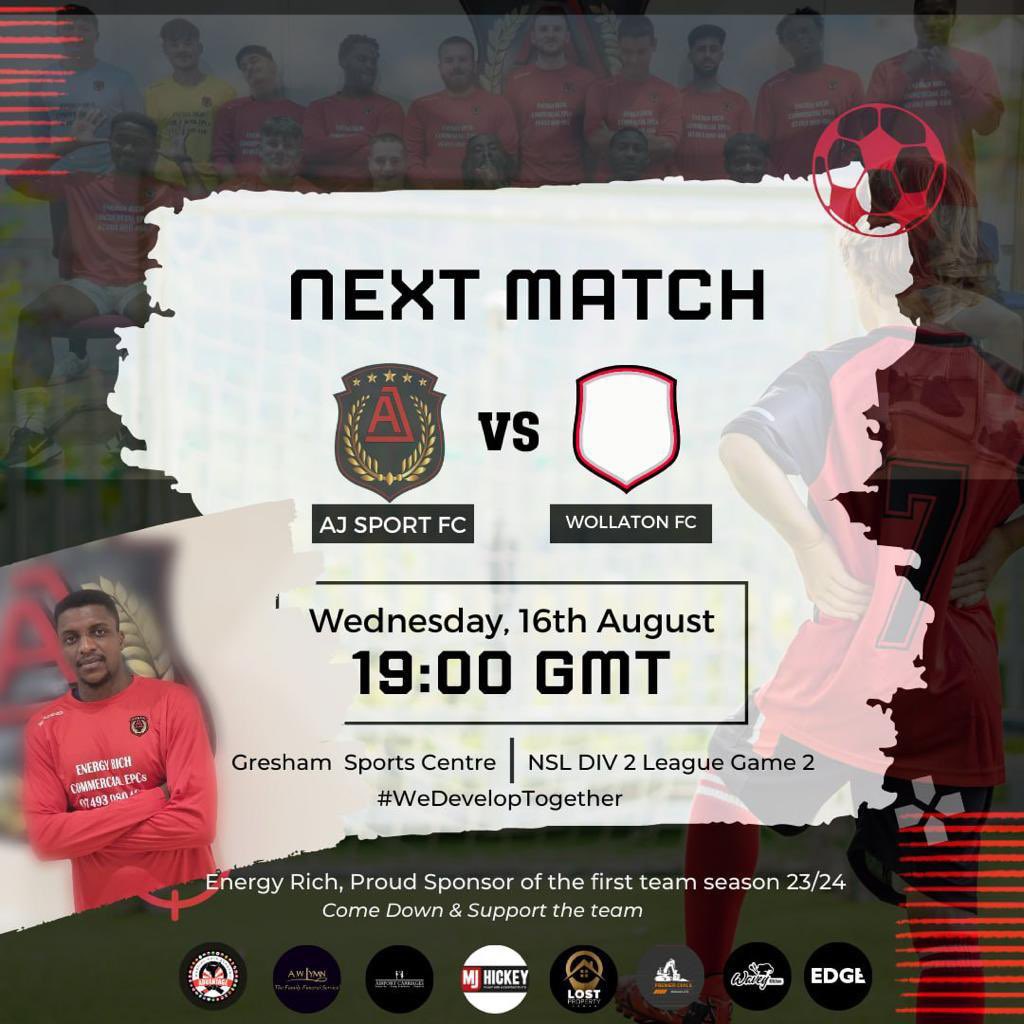 AJSportFC's tweet photo. Second game of the season sees us under the lights against our neighbours @wollatonfc Reserves. Come down and show the lads some support. ❤️🖤🔥@NottsSeniorLge @robhornby @EuroSoccerCo @NottsFA #WeDevelopTogether https://t.co/jqkkoCouPk