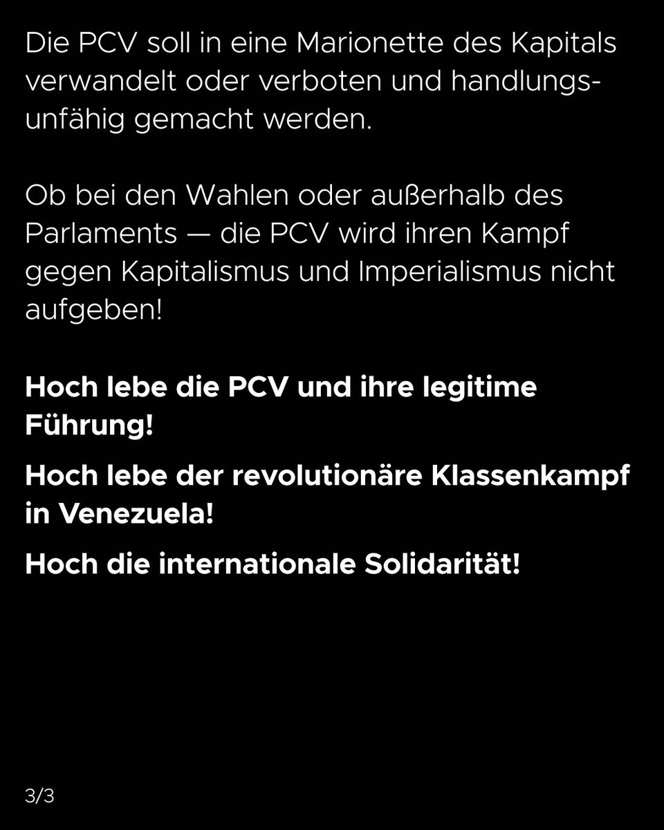 kpdeutschland's tweet photo. Die PCV wird leben! Nieder mit den Handlangern der Bourgeoisie! 

Die Ko drückt ihre Solidarität mit der KP Venezuelas aus. Nur die PCV kann entscheiden, wer ihre legitime Führung ist und diese Führung hat sie auf dem letzten Parteitag gewählt.
#YoDefiendoAlPCV
@PCV_Venezuela https://t.co/cK0YOApdtB