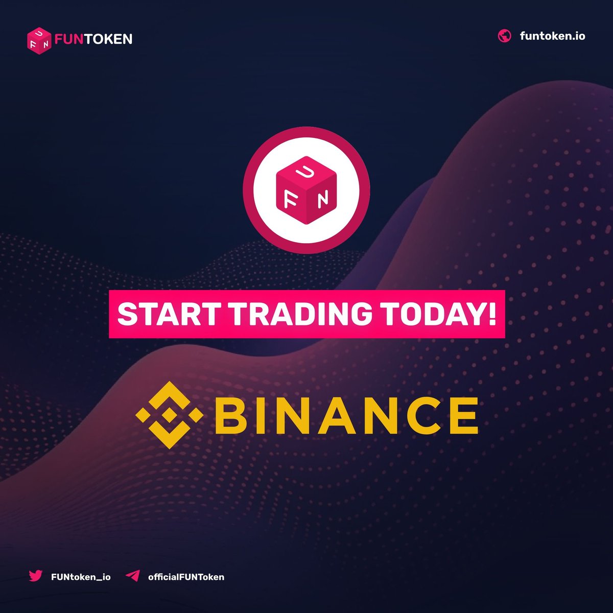 FUNtoken_io's tweet photo. 🔥 Start trading $FUN on @Binance, the world-renowned cryptocurrency exchange.

Step up your trading game and unleash the potential of FUN Token today! #FUNToken #BinanceExchange #CryptoTrading 

https://t.co/A5CeMKL59Y https://t.co/dnQEWxTClg