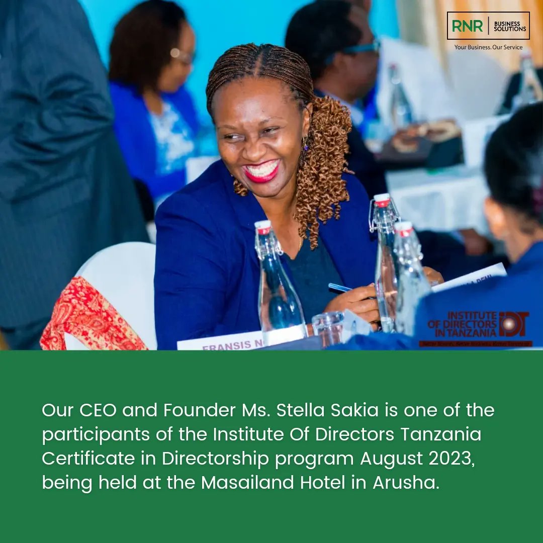 RNRBSTZ's tweet photo. Our CEO and Founder Ms. Stella Sakia is one of the participants of the Institute Of Directors Tanzania Certificate in Directorship program August 2023, being held at the Masailand Hotel in Arusha.

#humanresources #hr #recruitment #business #hiring #recruiting #jobs #Tanzania https://t.co/eCnTP9nEvo