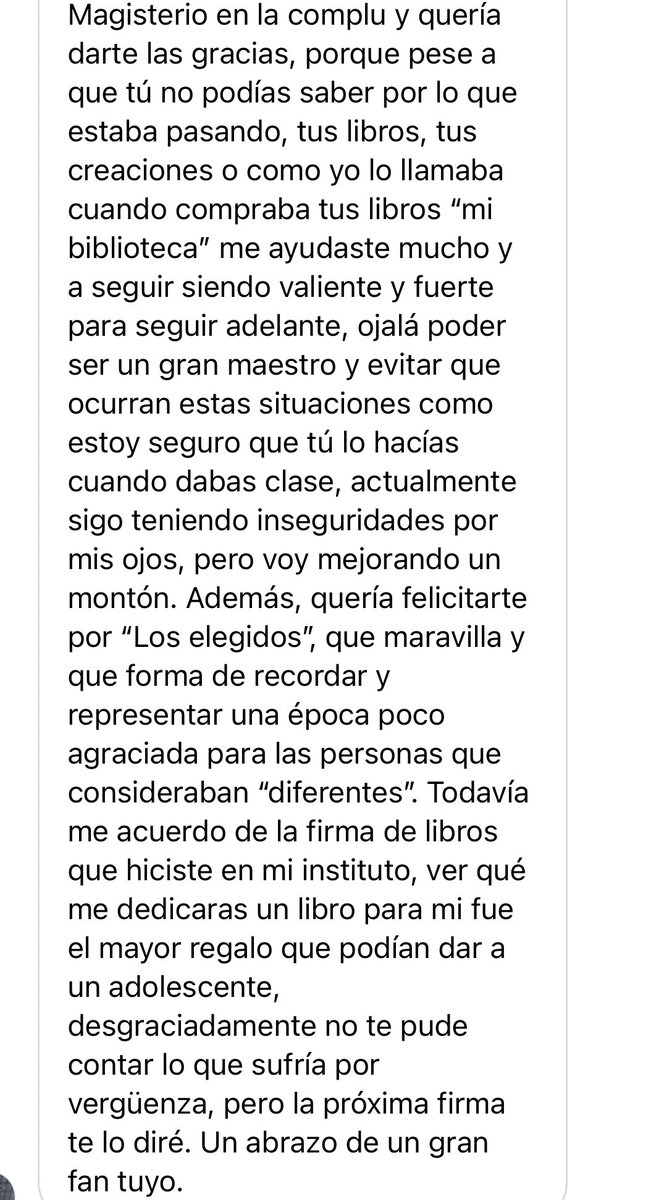 “Tendré siempre la imagen de mí tirado bajo las escaleras y un grupo arriba riéndose al grito de maricón” 💔

Frente a quienes hablan de veto parental, comparto -con permiso de su autor- este mensaje que recuerda la urgencia de tratar la visibilidad LGTBI+ 🏳️‍🌈🏳️‍⚧️ en TODAS las aulas